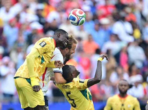 England v Ghana - FIFA World Cup, WM, Weltmeisterschaft, Fussball 2026 - Group L FOXBOROUGH, USA - JUNE 23: Harry Kane (C) of England in action against Thomas Partey (5) of Ghana during the 2026 FIFA World Cup First Stage Group L match between England and Ghana at Gillette Stadium (Boston Stadium) in Foxborough, Massachusetts, United States on June 23, 2026. Abdulhamid Hosbas Anadolu Massachusetts United States. Editorial use only. Please get in touch for any other usage.  Copyright: x2026xAnadoluxAbdulhamidxHosbasx