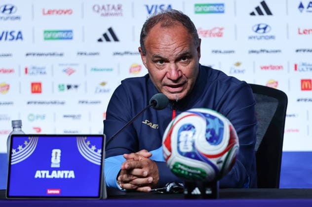 FIFA World Cup, WM, Weltmeisterschaft, Fussball 2026 - Haiti press conference, PK, Pressekonferenz Haiti™s national soccer team head coach Sebastien Migne attends a press conference in Atlanta, Georgia, USA, 23 June 2026. Morocco will face Haiti on 24 June in a FIFA World Cup 2026 group C match. ATLANTA United States  Copyright: xRONALDxWITTEKx