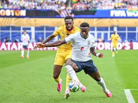 Inaki Williams (Ghana) and Marc Guehi (England) battle for the ball during the FIFA World Cup, WM, Weltmeisterschaft, Fussball 2026 Group L match between England and Ghana at Boston Stadium on June 23, 2026 in Boston, United States. (Photo by Harry Langer DeFodi Images) - *** Inaki Williams of Ghana and Marc Guehi of England battle for the ball during the 2026 FIFA World Cup Group L match between England and Ghana at Boston Stadium on June 23, 2026, in Boston, United States. Photo by Harry Langer, DeFodi Images,detected_source_language