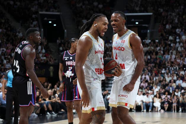 BASKET BALL : Paris Vs Monaco - Betclic Elite - 23 06 2026 Juhann Begarin (Monaco) - Jaron Blossomgame (Monaco) ParisFrance  Copyright: xMichaelxBaucherx