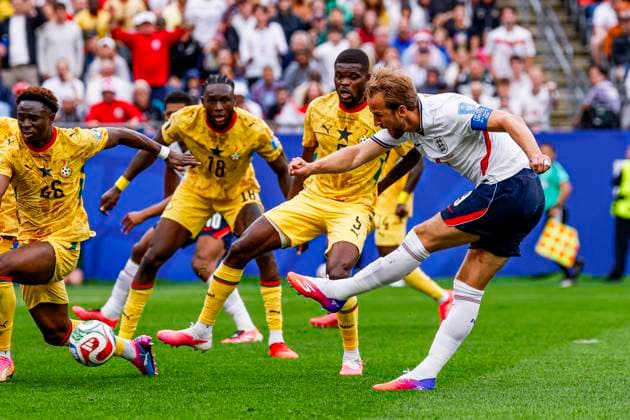 Harry Kane of England shoots on goal , Group L - FIFA World Cup, WM, Weltmeisterschaft, Fussball 2026, England v Ghana, Boston Stadium, June 23, 2026, Boston, United States.