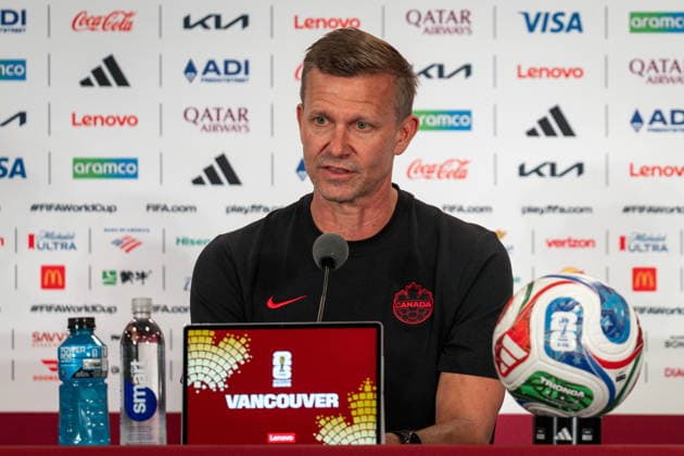 June 23, 2026, Vancouver, Bc, CANADA: Canada head coach Jesse Marsch speaks during a FIFA World Cup, WM, Weltmeisterschaft, Fussball press conference, PK, Pressekonferenz in Vancouver, on Tuesday, June 23, 2026. Canada News - June 23, 2026  - ZUMAc35_ 20260623_zaf_c35_073 Copyright: xEthanxCairnsx