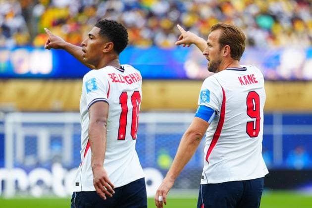 Jude Bellingham and Harry Kane of England England v Ghana, 2026 FIFA World Cup, WM, Weltmeisterschaft, Fussball Group L, Football, Boston Stadium, Foxborough, Massachusetts, USA - 23 Jun 2026Foxborough Boston Stadium Massachusetts (MA) United States of America EDITORIAL USE ONLY No use with unauthorised audio, video, data, fixture lists, club league logos or live services. Online in-match use limited to 120 images, no video emulation. No use in betting, games or single club league player publications.  Copyright: xJavierxGarcia Shutterstockx 16956021cw