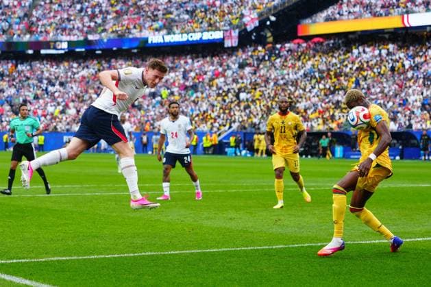 Elliot Anderson of England has a header blocked England v Ghana, 2026 FIFA World Cup, WM, Weltmeisterschaft, Fussball Group L, Football, Boston Stadium, Foxborough, Massachusetts, USA - 23 Jun 2026Foxborough Boston Stadium Massachusetts (MA) United States of America EDITORIAL USE ONLY No use with unauthorised audio, video, data, fixture lists, club league logos or live services. Online in-match use limited to 120 images, no video emulation. No use in betting, games or single club league player publications.  Copyright: xJavierxGarcia Shutterstockx 16956021da