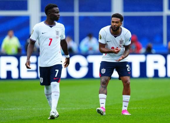 Bukayo Saka and Reece James of England England v Ghana, 2026 FIFA World Cup, WM, Weltmeisterschaft, Fussball Group L, Football, Boston Stadium, Foxborough, Massachusetts, USA - 23 Jun 2026Foxborough Boston Stadium Massachusetts (MA) United States of America EDITORIAL USE ONLY No use with unauthorised audio, video, data, fixture lists, club league logos or live services. Online in-match use limited to 120 images, no video emulation. No use in betting, games or single club league player publications.  Copyright: xJavierxGarcia Shutterstockx 16956021de