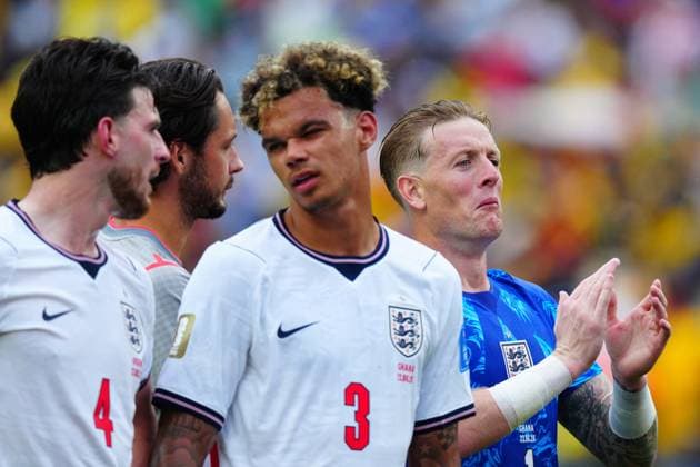 Jordan Pickford of England at full time England v Ghana, 2026 FIFA World Cup, WM, Weltmeisterschaft, Fussball Group L, Football, Boston Stadium, Foxborough, Massachusetts, USA - 23 Jun 2026Foxborough Boston Stadium Massachusetts (MA) United States of America EDITORIAL USE ONLY No use with unauthorised audio, video, data, fixture lists, club league logos or live services. Online in-match use limited to 120 images, no video emulation. No use in betting, games or single club league player publications.  Copyright: xJavierxGarcia Shutterstockx 16956021ei