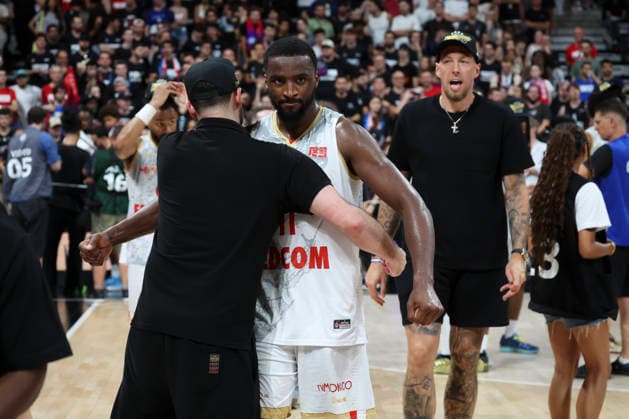 BASKET BALL : Paris Vs Monaco - Betclic Elite - 23 06 2026 Joie de Monaco en fin de match - Alpha Diallo (Monaco) ParisFrance  Copyright: xMichaelxBaucherx