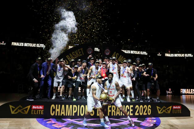 BASKET BALL : Paris Vs Monaco - Betclic Elite - 23 06 2026 Joie de Monaco en fin de match ParisFrance  Copyright: xMichaelxBaucherx
