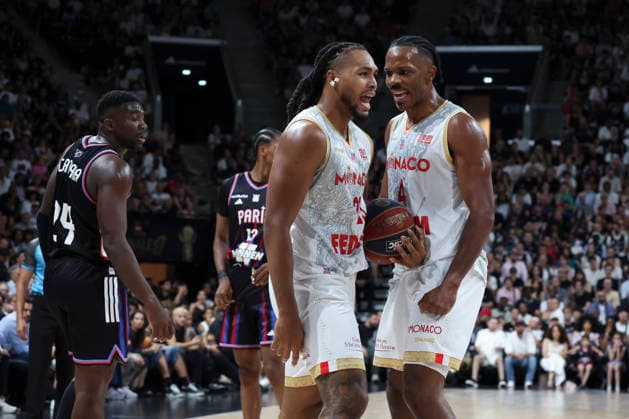 BASKET BALL : Paris Vs Monaco - Betclic Elite - 23 06 2026 Juhann Begarin (Monaco) - Jaron Blossomgame (Monaco) ParisFrance  Copyright: xMichaelxBaucherx