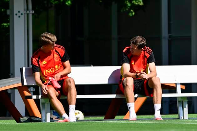 Belgian national football team - FIFA World Cup, WM, Weltmeisterschaft, Fussball 2026 - media activities 23-06-26 RENTON, UNITED STATES OF AMERICA - JUNE 23 : De Ketelaere Charles midfielder of Belgium, Vanaken Hans midfielder of Belgium pictured during a training session of the Belgian national football team during the FIFA World Cup 2026 on June 23, 2026 in Renton, United States of America, 23-06-26 Renton United States of America  Copyright: xJanxDexMeuleneirx