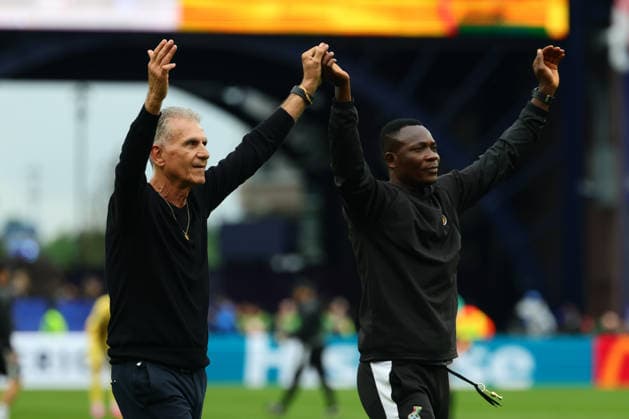 Carlos Queiroz Head coach of Ghana celebrates drawing with England 0-0 during the FIFA World Cup, WM, Weltmeisterschaft, Fussball 2026 match between England and Ghana at Gillette Stadium, Boston, USA on 23 June 2026. Copyright: xPeterxDovganx 45110060