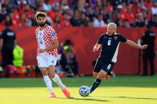 Cristian Martinez (R) of Panama vies for the ball with Josko Gvardiol of Croatia during a Group L match of the 2026 FIFA World Cup, WM, Weltmeisterschaft, Fussball between Panama and Croatia at BMO stadium in Toronto, Canada, 23 June 2026. FIFA World Cup 2026 - Group L - Panama - Croatia !ACHTUNG: NUR REDAKTIONELLE NUTZUNG!  Copyright: xBienvenidoxVelascox GR3037 20260623-55020687962_1