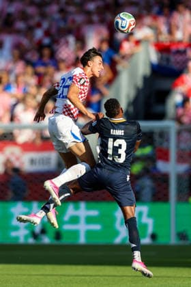Panama v Croatia: Group L - FIFA World Cup, WM, Weltmeisterschaft, Fussball 2026 Petar Musa of Croatia gets up for a header during the FIFA World Cup 2026 Group L match between Panama and Croatia at Toronto Stadium on June 23, 2026 in Toronto, Canada.  SanjinxStrukic PIXSELL