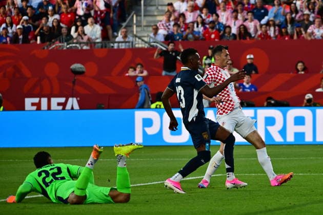 FIFA World Cup, WM, Weltmeisterschaft, Fussball 2026 - Group L - Panama vs Croatia Ante Budimir of Croatia (R) scores the 0-1 goal during the FIFA World Cup 2026 group stage match Panama against Croatia, in Toronto, Canada, 23 June 2026. TORONTO United States  Copyright: xEDUARDOxLIMAx
