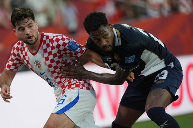 Panama v Croatia - FIFA World Cup, WM, Weltmeisterschaft, Fussball 2026 - Group L TORONTO, CANADA - JUNE 23: Michael Amir Murillo (23) of Panama in action against Martin Baturina (16) of Croatia during the 2026 FIFA World Cup First Stage Group L match between Panama and Croatia at Toronto Stadium (BMO Field) in Toronto, Ontario, Canada on June 23, 2026. Mert Alper Dervis Anadolu Ontario Canada. Editorial use only. Please get in touch for any other usage.  Copyright: x2026xAnadoluxMertxAlperxDervisx