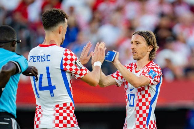 FIFA Fussball Weltmeisterschaft 2026, Gruppe L, Spiel 2, Panama vs. Kroatien, 23.06.2026 im Toronto Stadium, Toronto Luka Modric (Kroatien) Ivan Perisic (Kroatien) *** 2026 FIFA World Cup, Group L, Match 2, Panama vs. Croatia, June 23, 2026, at Toronto Stadium, Toronto Luka Modric (Croatia) Ivan Perisic (Croatia),detected_source_language Copyright: xBahhoxKarax