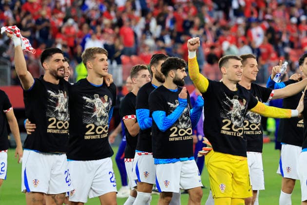 Croatian players celebrate at the end of a game a Group L match of the 2026 FIFA World Cup, WM, Weltmeisterschaft, Fussball between Panama and Croatia at BMO stadium in Toronto, Canada, 23 June 2026. FIFA World Cup 2026 - Group L - Panama - Croatia !ACHTUNG: NUR REDAKTIONELLE NUTZUNG!  Copyright: xBienvenidoxVelascox GR3149 20260624-55020688355_1