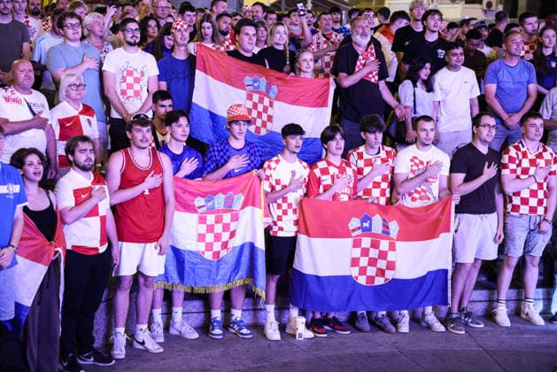 Croatia Watch Panama v Croatia Croatian fans watch the FIFA World Cup, WM, Weltmeisterschaft, Fussball 2026 Group L match between Panama and Croatia on a giant screen at Ban Jelacic Square in Zagreb, Croatia on June 23, 2026.  JosipxMikacic PIXSELL