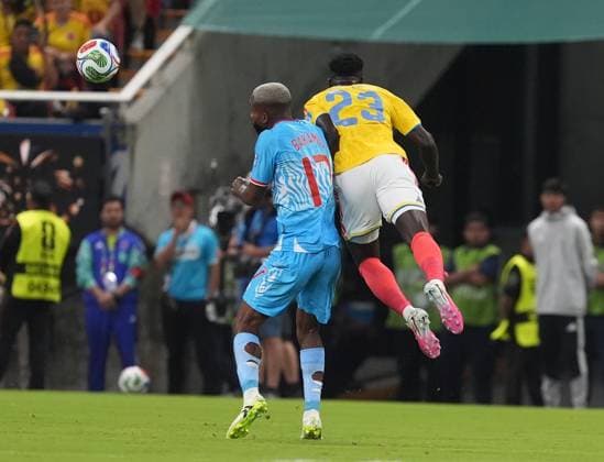 Colombia v DR Congo - FIFA World Cup, WM, Weltmeisterschaft, Fussball 2026 - Group K ZAPOPAN, MEXICO - JUNE 23: Davinson Sanchez (23) of Colombia in action against Cedric Bakambu (17) of DR Congo during the 2026 FIFA World Cup First Stage Group K match between Colombia and DR Congo at Estadio Akron (Guadalajara Stadium) in Zapopan, Guadalajara, Mexico on June 23, 2026. Juancho Torres Anadolu Jalisco Mexico. Editorial use only. Please get in touch for any other usage.  Copyright: x2026xAnadoluxJuanchoxTorresx
