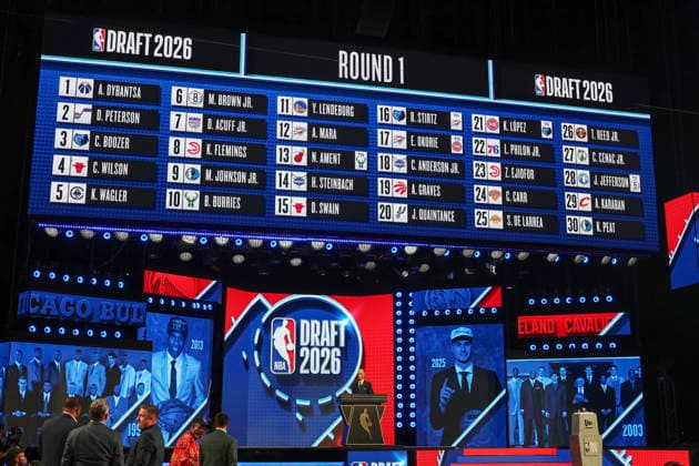 NBA, Basketball Herren, USA Draft round one at Barclays Center Draft picks are listed on screen at the end of the first round of the 2026 NBA Draft at the Barclays Center in the Brooklyn borough of New York, New York, USA, 23 June 2026. NEW YORK NEW YORK United States  Copyright: xSARAHxYENESELx