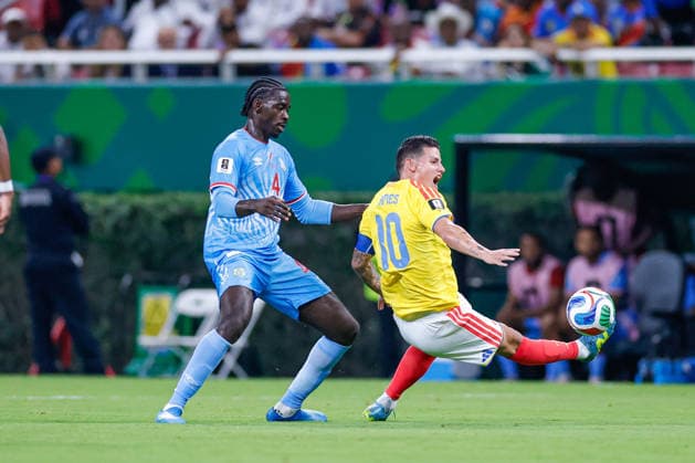 FIFA World Cup, WM, Weltmeisterschaft, Fussball 2026 COLOMBIA VS RD CONGO FIFA WORLD CUP 2026 COLOMBIA VS RD CONGO COLOMBIA VS RD CONGO 23062026 GUADALAJARA, JALISCO. Action photo of Axel Tuanzebe (No. 4) of Congo and James Rodriguez (No. 10) of Colombia, during Group K game of the FIFA World Cup 2026, held at the Estadio Guadalajara at Guadalajara, Jalisco. Foto de accion de Axel Tuanzebe (No. 4) de Congo y James Rodriguez (No. 10) de Colombia, durante juego del Grupo K de la Copa del Mundo 2026 de la FIFA, celebrado en el Estadio Guadalajara en Guadalajara, Jalisco. PHOTO BY IMAGENSHOP AGENCIA FOTOGRAFICA GUADALAJARA JALISCO MEXICO *** 2026 FIFA World Cup Copyright: xYOALIxMARTINEZx
