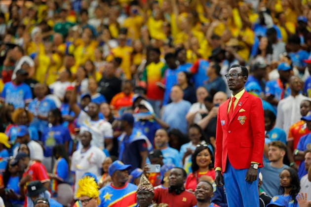 FIFA World Cup, WM, Weltmeisterschaft, Fussball 2026 - Group K - Colombia vs DR Congo epaselect Congolese fan Michel Kuka Mboladinga, known as Lumumba Vea, poses during a FIFA World Cup 2026 Group K soccer match between Colombia and DR Congo in Guadalajara, Mexico, 23 June 2026. GUADALAJARA Mexico  Copyright: xFRANCISCOxGUASCOx