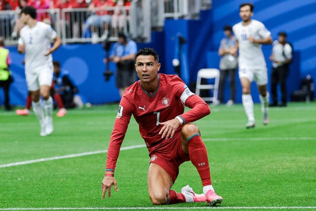Cristiano Ronaldo of Portugal reacts during a FIFA Men’s World Cup 2026 Group Stage football match between Portugal and Uzbekistan at Houston Stadium, in Houston on June 23th 2026 (Photo by Leo Barrilari SPP)  Copyright: xLeoxBarrilari SPPx Sportspressphoto_SPR174272