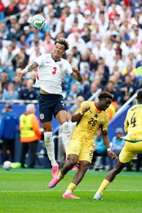 BOSTON STADIUM FOXBOROUGH MASSACHUSETTS USA 23.06.2026 FIFA MISTRZOSTWA SWIATA 2026 W PILKA NOZNA W USA MECZ GRUPA L ENGLAND I AND GHANA FIFA World Cup, WM, Weltmeisterschaft, Fussball 2026 Group L match between England and Ghana at Boston Stadium in Foxborough, Massachusetts on June 23, 2026 N Z England defender Nico O Reilly (3) Ghana defender Marvin Senaya (26) KAMIL KRZACZYNSKI NEWSPIX.PL --- newspix.pl POLAND OUT!  KSK