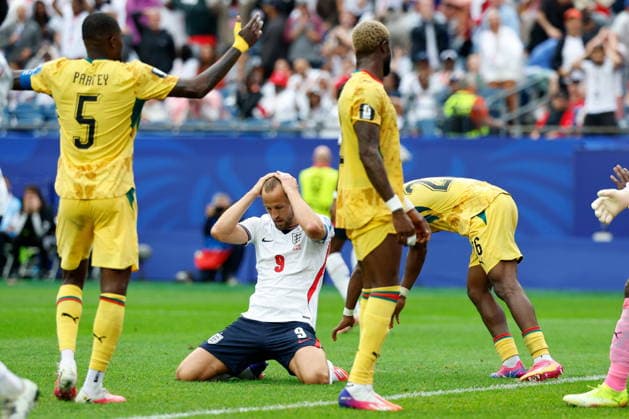 BOSTON STADIUM FOXBOROUGH MASSACHUSETTS USA 23.06.2026 FIFA MISTRZOSTWA SWIATA 2026 W PILKA NOZNA W USA MECZ GRUPA L ENGLAND I AND GHANA FIFA World Cup, WM, Weltmeisterschaft, Fussball 2026 Group L match between England and Ghana at Boston Stadium in Foxborough, Massachusetts on June 23, 2026 N Z England forward Harry Kane (9) reacts KAMIL KRZACZYNSKI NEWSPIX.PL --- newspix.pl POLAND OUT!  KSK
