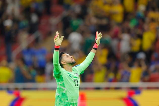 FIFA World Cup, WM, Weltmeisterschaft, Fussball 2026 - Group K - Colombia vs DR Congo Camilo Vargas of Colombia celebrates a goal scored by Daniel Munoz during a FIFA World Cup 2026 Group K soccer match between Colombia and DR Congo in Guadalajara, Mexico, 23 June 2026. GUADALAJARA Mexico  Copyright: xFRANCISCOxGUASCOx