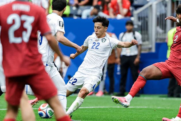 Abbosbek Fayzullaev of Uzbekistan shoots for goal during a FIFA Men’s World Cup 2026 Group Stage football match between Portugal and Uzbekistan at Houston Stadium, in Houston on June 23th 2026 (Photo by Leo Barrilari SPP)  Copyright: xLeoxBarrilari SPPx Sportspressphoto_SPR174434