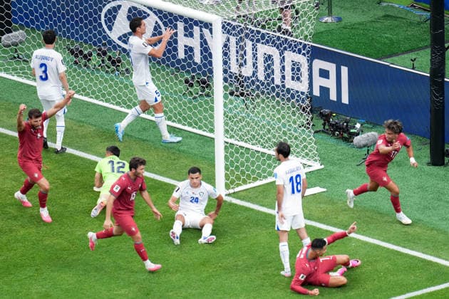 Players of Portugal celebrate the team s fourth goal during a FIFA Men’s World Cup 2026 Group Stage football match between Portugal and Uzbekistan at Houston Stadium, in Houston on June 23th 2026 (Photo by Leo Barrilari SPP)  Copyright: xLeoxBarrilari SPPx Sportspressphoto_SPR174458