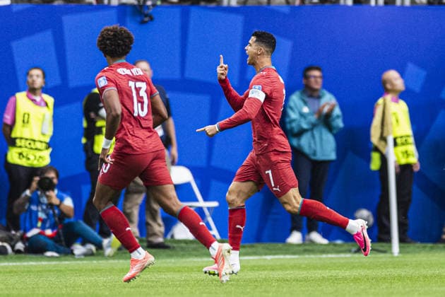 Cristiano Ronaldo of Portugal celebrates after scoring team s first goal during the FIFA World Cup, WM, Weltmeisterschaft, Fussball 2026 Group K match between Portugal and Uzbekistan at Houston Stadium on June 23th,2026 (Photo by Joao Bravo Sports Press Photo)  Copyright: xJoaoxBravo SportsxPressxPhotox Sportspressphoto_SPR174509