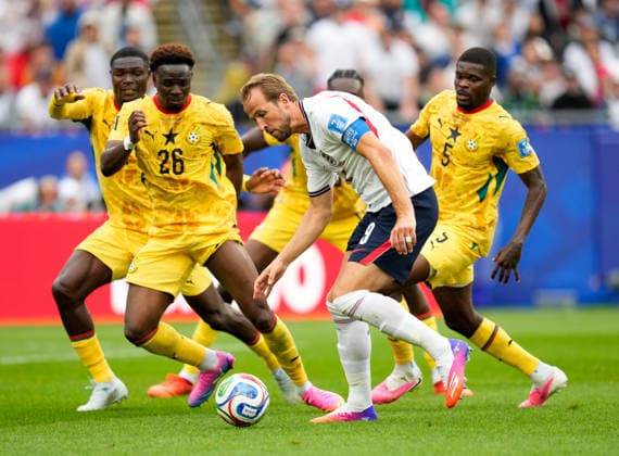 Harry Kane (England, 9) bereitet einen Torschuss vor. USA, FIFA Weltmeisterschaft, England vs Ghana, Boston, 23.06.2026 USA, FIFA Weltmeisterschaft, England vs Ghana, Boston, 23.06.2026 Boston *** Harry Kane of England, No. 9, sets up a shot on goal against the U.S., FIFA World Cup, England vs. Ghana, Boston, June 23, 2026 U.S., FIFA World Cup, England vs. Ghana, Boston, June 23, 2026 Boston,detected_source_language Copyright: xEibner-Pressefoto ScottxColemanx EP_SCN