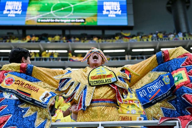 A fan of Colombia cheer prior the FIFA Men’s World Cup 2026 Group Stage football match between Colombia and Congo DR at Guadalajara Stadium, in Guadalajara on June 23th 2026 (Photo by Nayra Halm SPP)  Copyright: xNayraxHalm SPPx Sportspressphoto_SPR174968