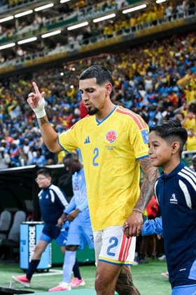 Daniel Munoz of Colombia gestures prior to FIFA Men’s World Cup 2026 Group Stage football match between Colombia and Congo DR at Guadalajara Stadium, in Guadalajara on June 23th 2026 (Photo by Nayra Halm SPP)  Copyright: xNayraxHalm SPPx Sportspressphoto_SPR174978