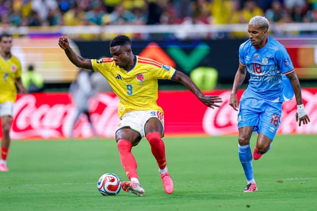 FIFA World Cup, WM, Weltmeisterschaft, Fussball 2026 COLOMBIA VS RD CONGO FIFA WORLD CUP 2026 COLOMBIA VS RD CONGO COLOMBIA VS RD CONGO 23062026 GUADALAJARA, JALISCO. Action photo of Jhon Cordoba (No.9) of Colombia and Charles Pickel (No. 18) of Congo, during Group K game of the FIFA World Cup 2026, held at the Estadio Guadalajara at Guadalajara, Jalisco. Foto de accion de Jhon Cordoba (No.9) de Colombia y Charles Pickel (No. 18) de Congo, durante juego del Grupo K de la Copa del Mundo 2026 de la FIFA, celebrado en el Estadio Guadalajara en Guadalajara, Jalisco. PHOTO BY IMAGENSHOP AGENCIA FOTOGRAFICA GUADALAJARA JALISCO MEXICO *** FIFA WORLD CUP 2026 COLOMBIA VS. DR CONGO FIFA WORLD CUP 2026 COLOMBIA VS. DR CONGO COLOMBIA VS. DR CONGO 06 23 2026 GUADALAJARA, JALISCO Action photo of Jhon Cordoba, No. 9 of Colombia, and Charles Pickel, No. 18 of the DR Congo, during a Group K match of the 2026 FIFA World Cup, held at the Estadio Guadalajara in Guadalajara, Jalisco Action photo of Jhon Cordoba, No. 9 of Colombia, and Charles Pickel, No. 18 of the DR Congo, during a Group K match of the 2026 FIFA World Cup, held at the Estadio Guadalajara in Guadalajara, Jalisco. PHOTO BY IMAGENSHOP PHOTO AGENCY GUADALAJARA, JALISCO, MEXICO,detected_source_language Copyright: xYOALIxMARTINEZx
