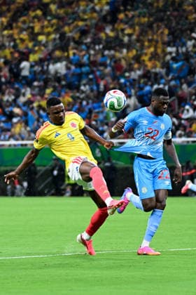 Jhon Cordoba of Colombia (L) and Chancel Mbemba of Congo DR (R) fight for possession during a FIFA Men’s World Cup 2026 Group Stage football match between Colombia and Congo DR at Guadalajara Stadium, in Guadalajara on June 23th 2026 (Photo by Nayra Halm SPP)  Copyright: xNayraxHalm SPPx Sportspressphoto_SPR175050