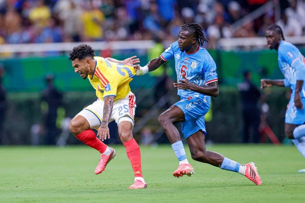 FIFA World Cup, WM, Weltmeisterschaft, Fussball 2026 COLOMBIA VS RD CONGO FIFA WORLD CUP 2026 COLOMBIA VS RD CONGO COLOMBIA VS RD CONGO 23062026 GUADALAJARA, JALISCO. Action photo of Luis Suarez (No.25) of Colombia and Ngalayel Mukau (No. 6) of Congo, during Group K game of the FIFA World Cup 2026, held at the Estadio Guadalajara at Guadalajara, Jalisco. Foto de accion de Luis Suarez (No.25) de Colombia y Ngalayel Mukau (No. 6) de Congo, durante juego del Grupo K de la Copa del Mundo 2026 de la FIFA, celebrado en el Estadio Guadalajara en Guadalajara, Jalisco. PHOTO BY IMAGENSHOP AGENCIA FOTOGRAFICA GUADALAJARA JALISCO MEXICO *** 2026 FIFA World Cup Copyright: xYOALIxMARTINEZx