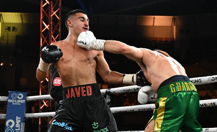 BOXING PARO CROCKER, Jack Javed (left) in action against Lance MacDonald (right) during their Super welterweight fight at Pat Rafter Arena in Brisbane, Wednesday, June 24, 2026. ( NO ARCHIVING, EDITORIAL USE ONLY BRISBANE QUEENSLAND AUSTRALIA  Copyright: xDARRENxENGLANDx 20260624112868239208