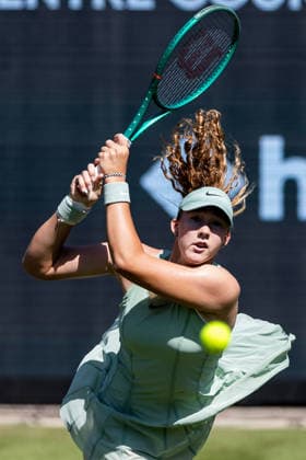 BAD HOMBURG, GERMANY - JUNE 24: Mirra Andreeva during the Bad Homburg Open powered by Solarwatt Singles match between Ekaterina Alexandrova vs Mirra Andreeva at Kurpark Bad Homburg on June 24, 2026 in Bad Homburg, Germany. Hessen Germany Copyright: xSteffiexWunderlx