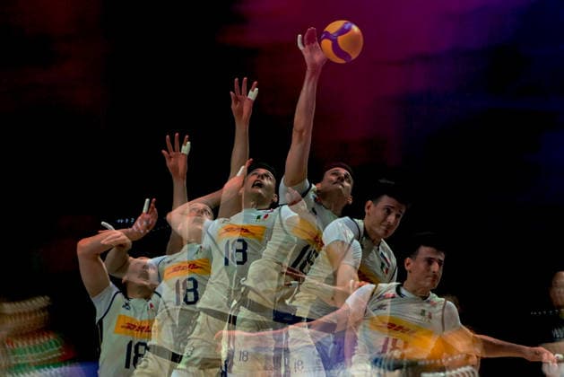 LJUBLJANA, SLOVENIA - JUNE 24: Giovanni Sanguinetti of Italy action during the FIVB Men s Volleyball Nations League match between Bulgaria and Italy at Arena Stozice, Ljubljana on June 24, 2026 in Ljubljana, Slovenia. (Photo by Igor Kupljenik Sports Press Photo).  Copyright: xIgorxKupljenikx xSPPx Sportspressphoto_SPR175110