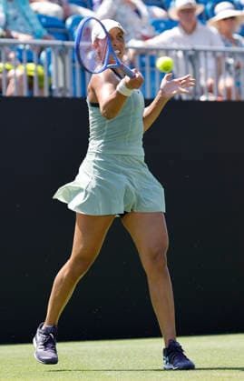 RECORD DATE NOT STATED 24th June 2026; Devonshire Park Lawn Tennis Club, Eastbourne, East Sussex, England; Lexus Eastbourne Open Tennis, Day Four; Madison Keys (USA) plays a forehand shot against Jessica Bouzas Maneiro (ESP) HongboxChen