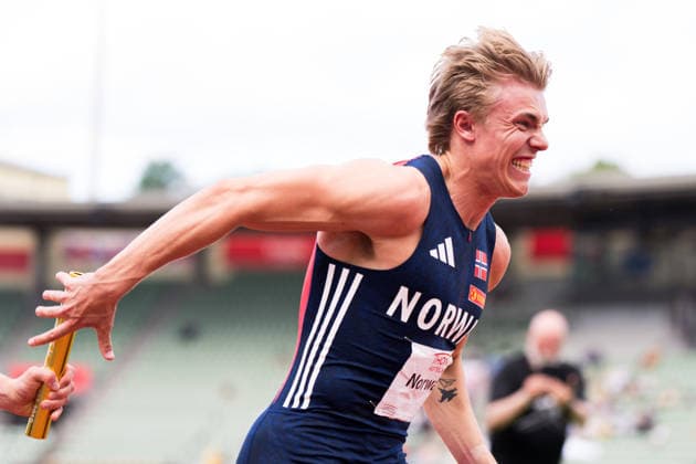 260624 Andreas Kulseng of Norway competes in men™s 4x100 meters relay during the athletics competition Boysen Memorial on June 24, 2026 in Oslo. Photo: Marius Nordnes BILDBYRAN COP 185 MX0001 friidrott athletics friidrett boysen memorial norge bbeng *** June 24, 2026: Andreas Kulseng of Norway competes in the men’s 4x100-meter relay during the Boysen Memorial track and field meet on June 24, 2026 in Oslo. Photo by Marius Nordnes, BILDBYRAN COP 185 MX0001. track and field athletics friidrett Boysen Memorial Norway bbeng  Copyright: MARIUSxNORDNES BB260624BB710