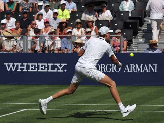 Jannik Sinner on his way to victory over Cameron Norrie during the Giorgio Armani Tennis Classic at the Hurlingham Club, London, UK on 24 June 2026. Copyright: xPhilxHutchinsonx 45160007