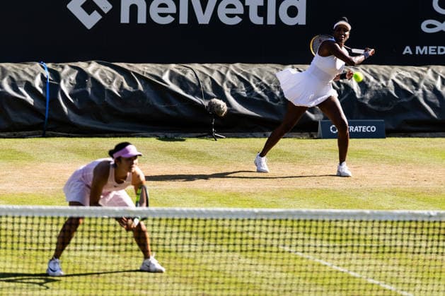 BAD HOMBURG, GERMANY - JUNE 24: Alexandra Eala (PHI) Venus Williams (USA) during the Bad Homburg Open powered by Solarwatt Doubles match between Catherine Harrison (USA) Alexandra Osborne (AUS) vs Alexandra Eala (PHI) Venus Williams (USA) at Kurpark Bad Homburg on June 24, 2026 in Bad Homburg, Germany. Hessen Germany Copyright: xSteffiexWunderlx
