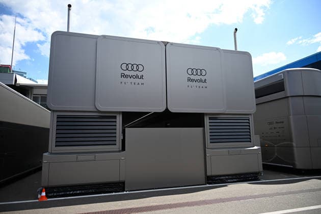 24.06.2026, xsvx, Motorsport FIA Formel 1, Grand Prix von Österreich v.l. Symbolfoto, Symbolbild Audi Revolut F1 Team Logo Wappen Schriftzug (FIA REGULATIONS PROHIBIT ANY USE OF PHOTOGRAPHS as IMAGE SEQUENCES and or QUASI-VIDEO) Zeltweg-Spielberg *** June 24, 2026, xsvx, Motorsport FIA Formula 1, Austrian Grand Prix v l Stock photo, stock image Audi Revolut F1 Team logo, crest, lettering FIA REGULATIONS PROHIBIT ANY USE OF PHOTOGRAPHS as IMAGE SEQUENCES and or QUASI-VIDEO Zeltweg Spielberg