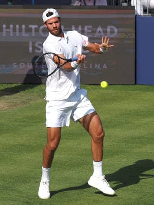 Karen Khachanov during the ATP, Tennis Herren Exho Singles Martin Damm vs Karen Khachanov during the Giorgio Armani Tennis Classic at the Hurlingham Club, London, UK on 24 June 2026. Copyright: xPhilxHutchinsonx 45160043