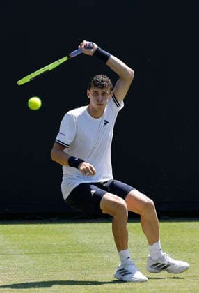 RECORD DATE NOT STATED 24th June 2026; Devonshire Park Lawn Tennis Club, Eastbourne, East Sussex, England; Lexus Eastbourne Open Tennis, Day Four; Juan Manuel Cerundoli (ARG) plays a forehand shot against Arthur Fery (GBR) HongboxChen