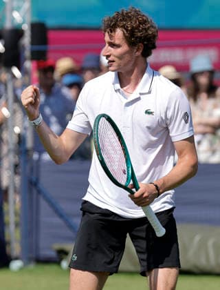 RECORD DATE NOT STATED 24th June 2026; Devonshire Park Lawn Tennis Club, Eastbourne, East Sussex, England; Lexus Eastbourne Open Tennis, Day Four; Ugo Humert (GBR) celebrates after defeating Jenson Brooksby (USA) HongboxChen